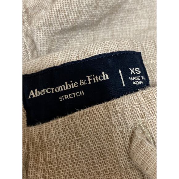 Abercrombie & Fitch Womens Beige Linen Elastic High Waist Casual Mini Shorts XS - Picture 4 of 5